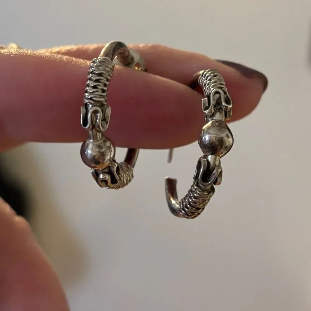 Vintage Silver 3/4 hoop earrings made in Mexico